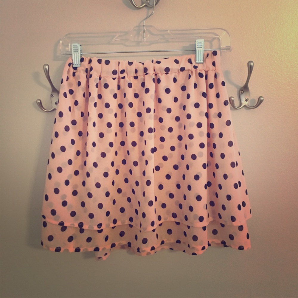 Boutique blush and navy skirt